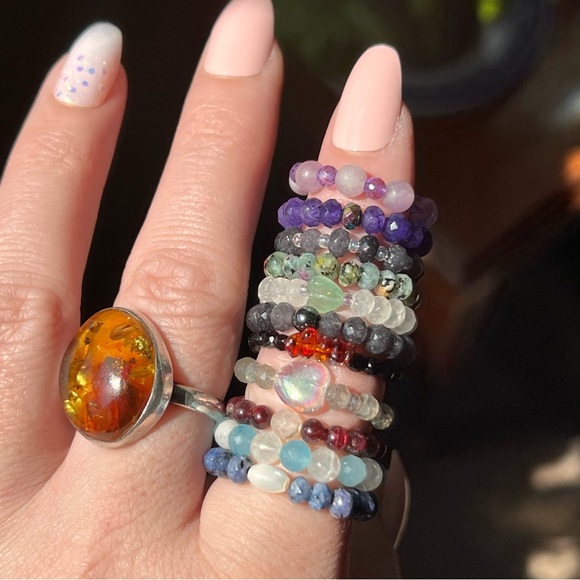 Stone Beaded Stretchy Rings🫶🏼GoldenHealingApothecary - Picture 2 of 16